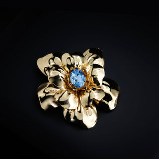 SCULPTURAL FLOWER BROOCH | BOTANIQUE BLUE