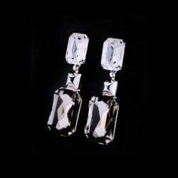 Bjorn van den Berg Fragile Earrings XL Silver Clear Blackdiamond