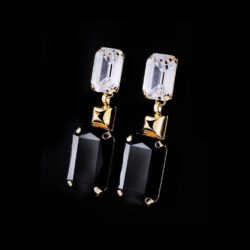 Bjorn van den Berg Maturity Earrings XL Gold Clear Black
