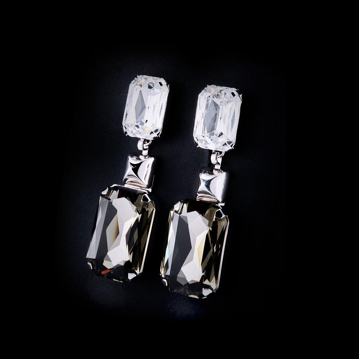 Bjorn van den Berg Fragile Earrings XL Silver Clear Black Diamond