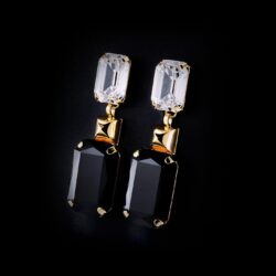 Bjorn van den Berg Maturity Earrings XL Gold Clear Black